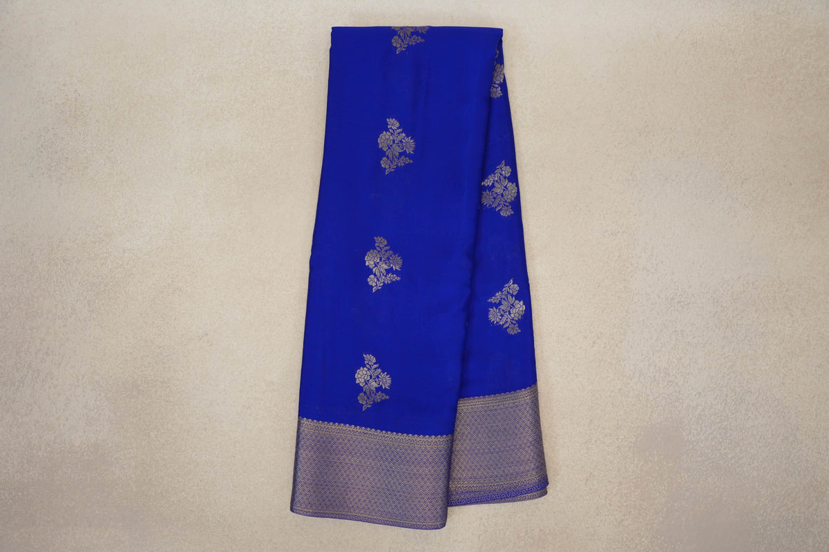 Online Bright Royal Blue Mysore Silk Saree
