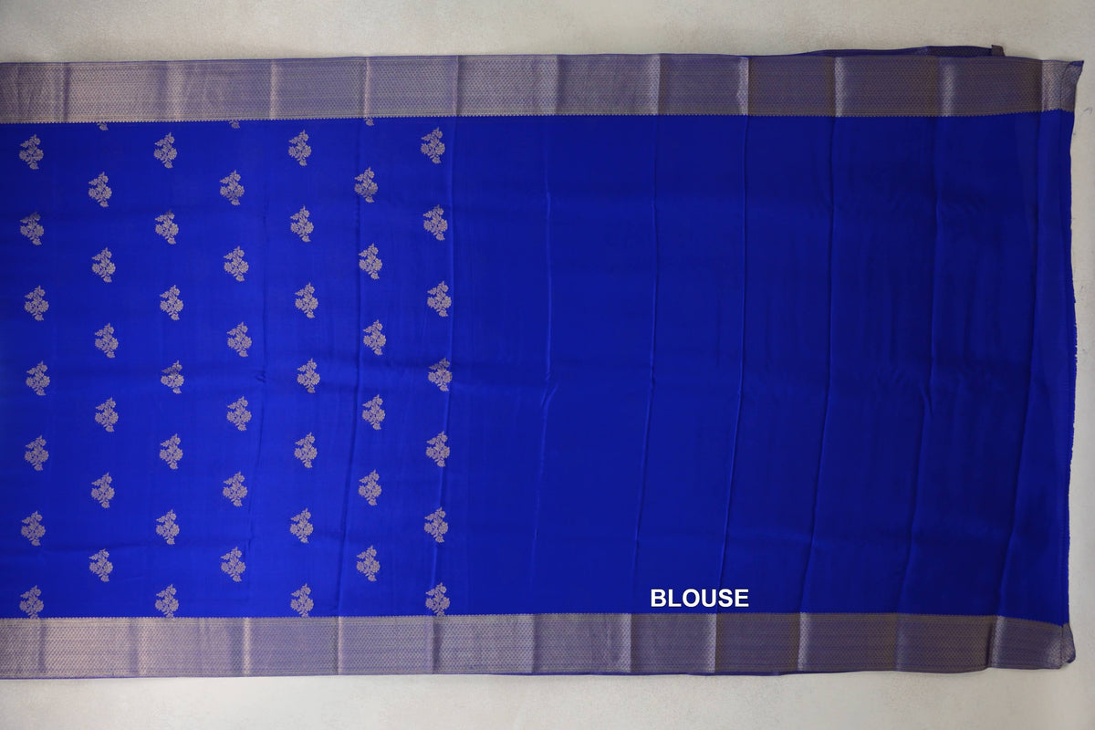 Bright Royal Blue Mysore Silk Saree blouse