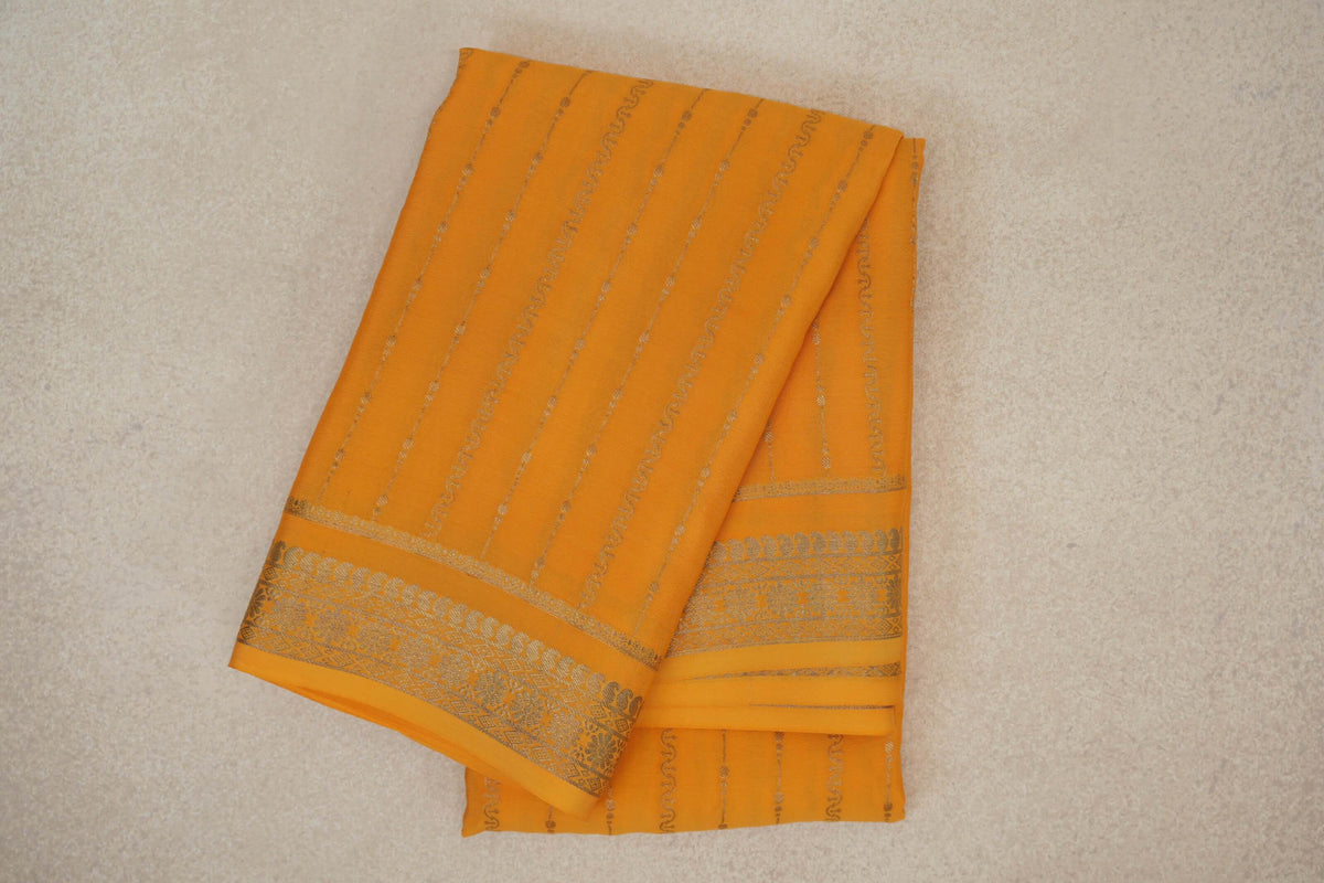 Bright Yellow Mysore Silk Saree 