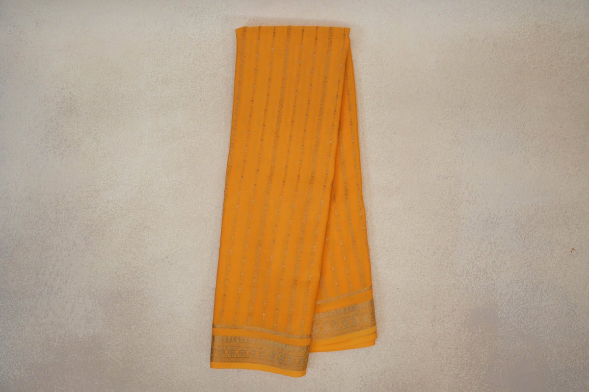 Online Bright Yellow Mysore Silk Saree 