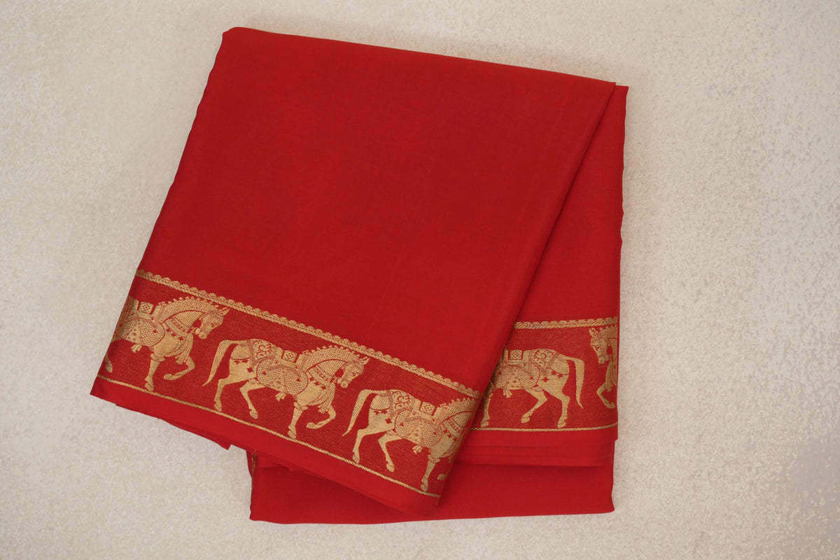 Tomato Red Mysore Silk Saree