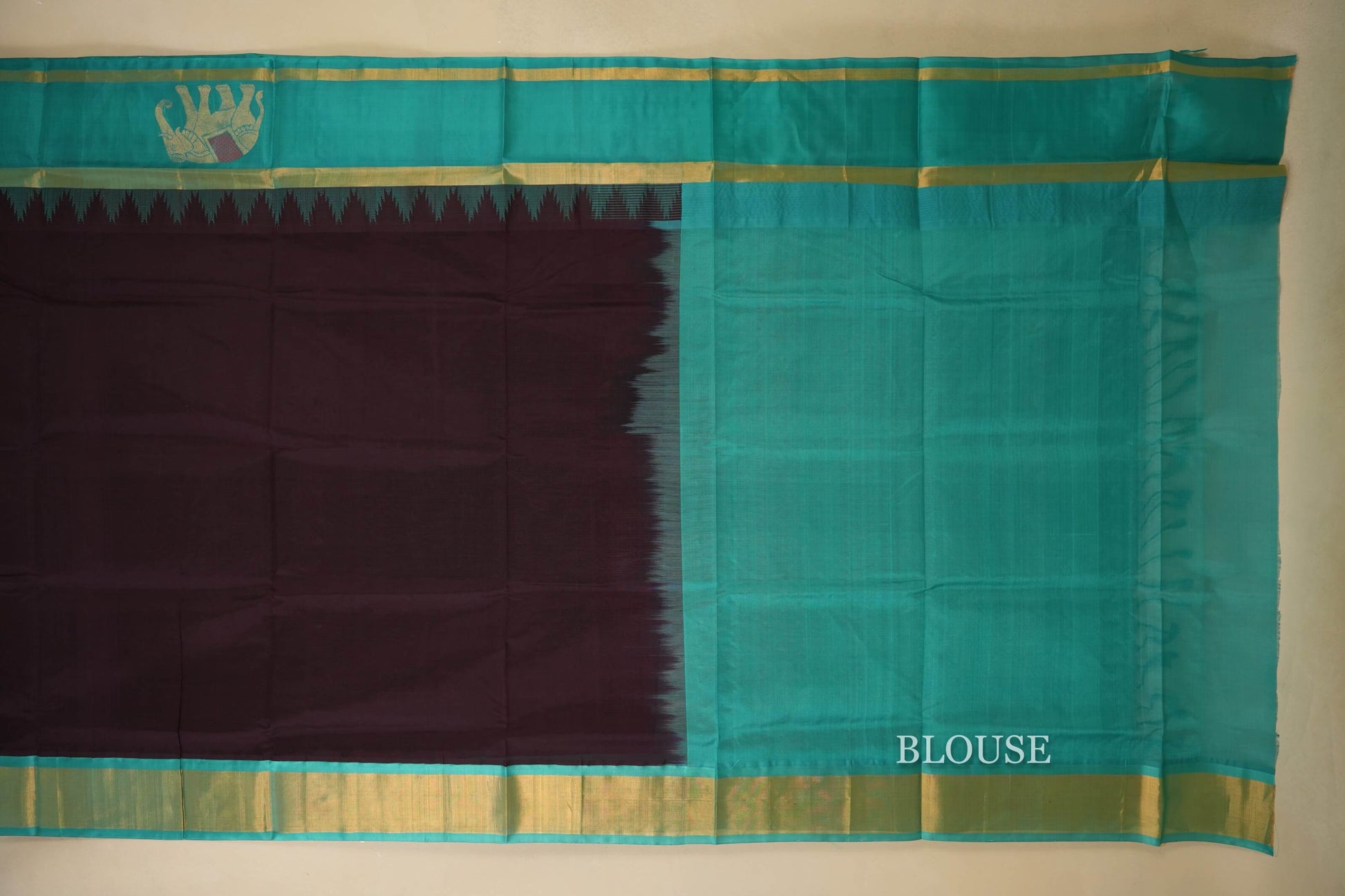 Coffee Brown Silk Cotton Saree  Blouse