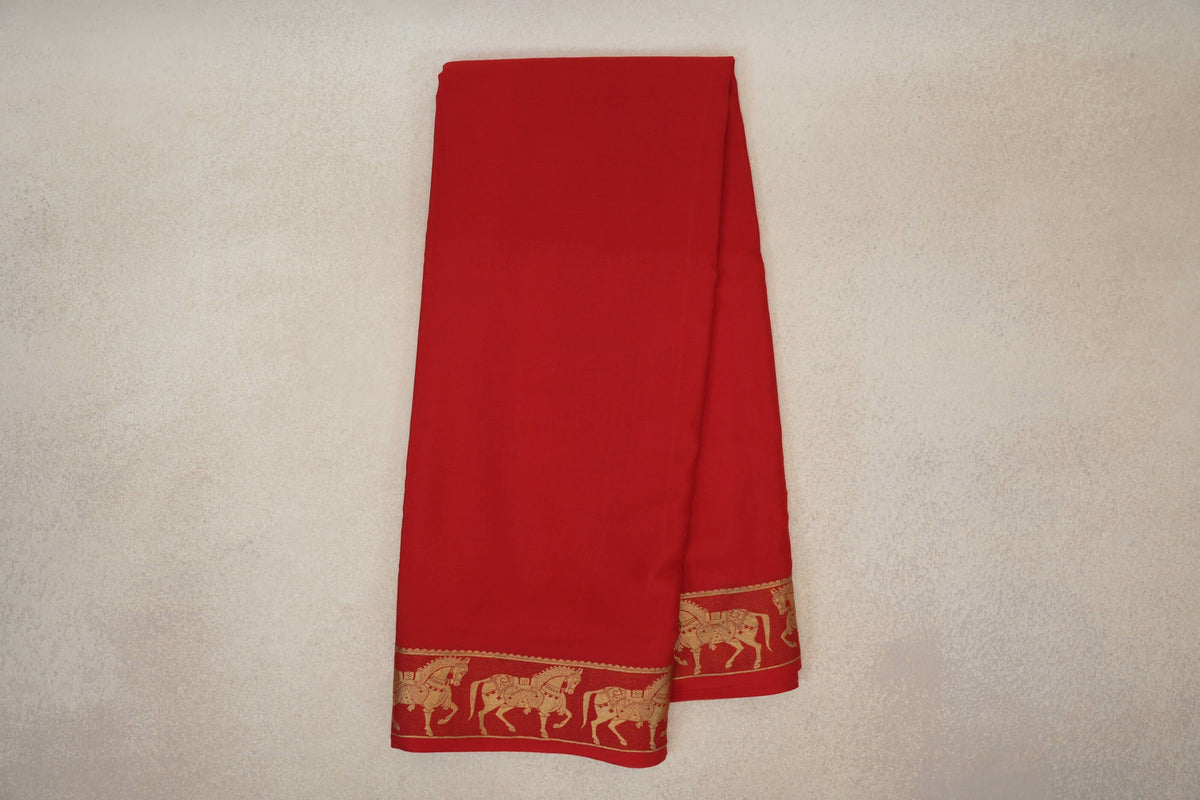 Online Tomato Red Mysore Silk Saree