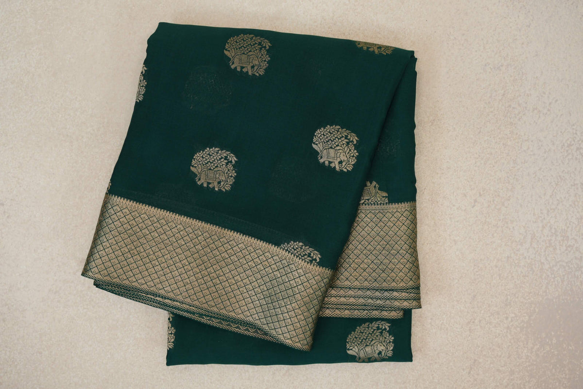 Bottle Green Mysore Silk Saree