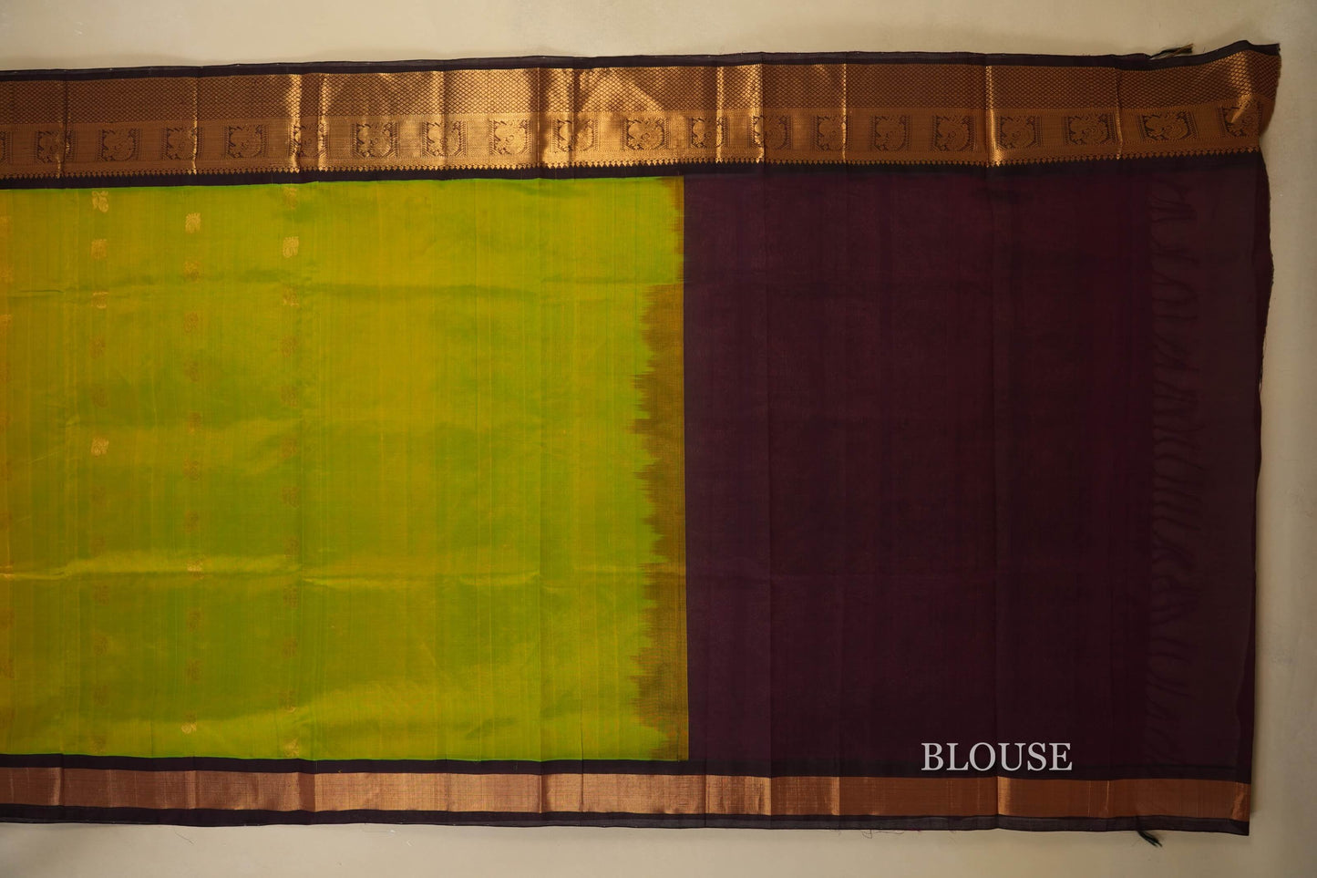 Fluorescent Green Silk Cotton Saree Blouse