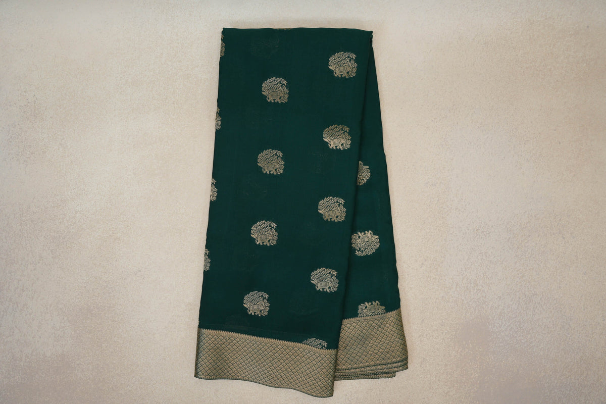 Online Bottle Green Mysore Silk Saree
