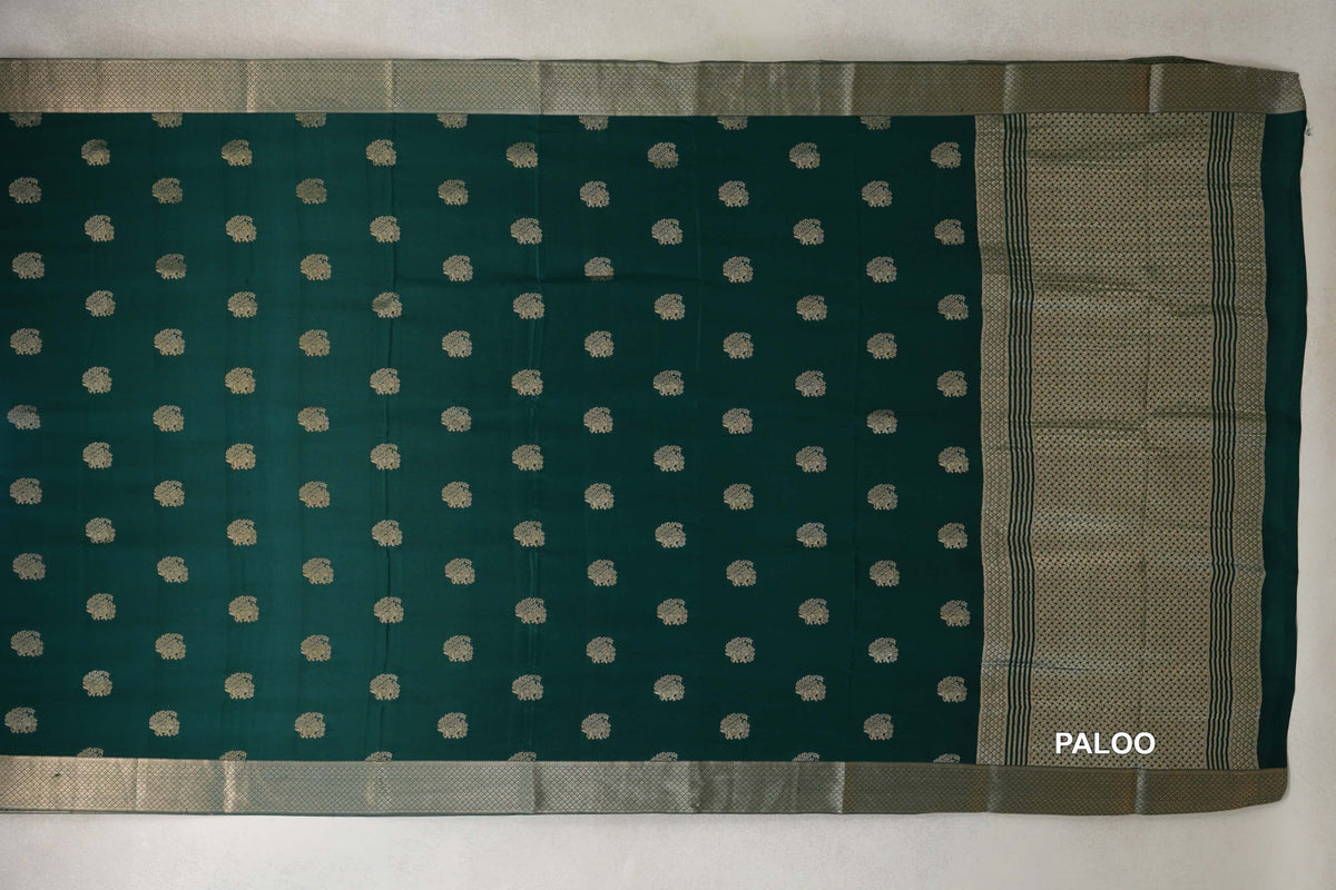 Bottle Green Mysore Silk Saree paloo