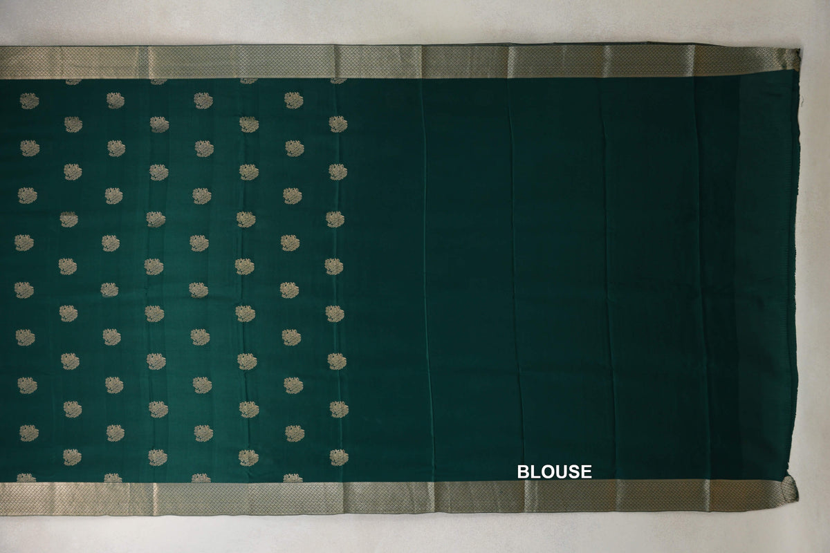 Bottle Green Mysore Silk Saree blouse