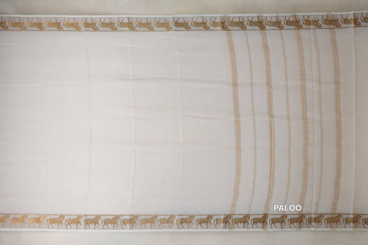Off white Mysore Silk Saree paloo