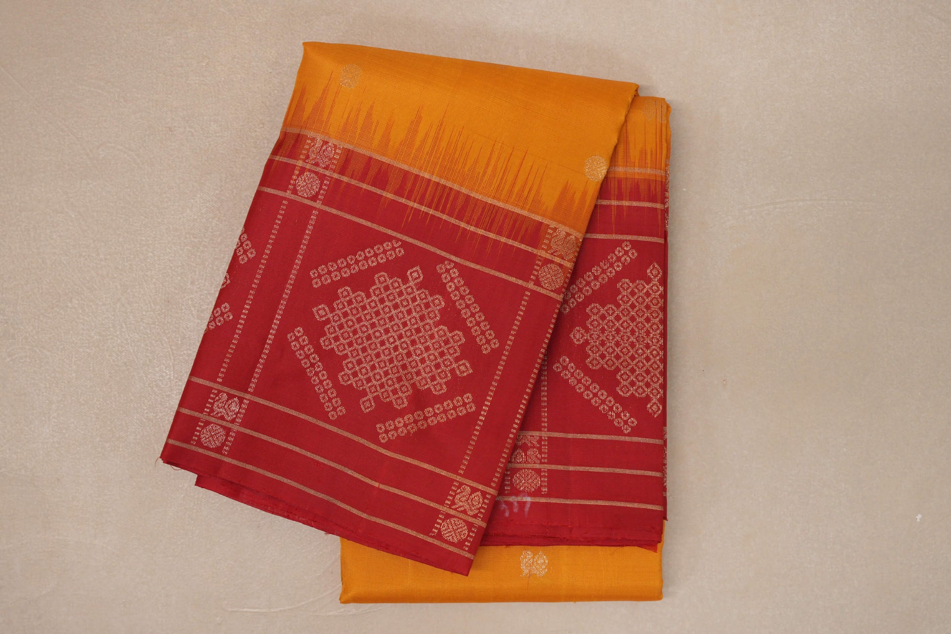 Mango Yellow with Red Borders Light Weight Kanjivaram Silk Saree