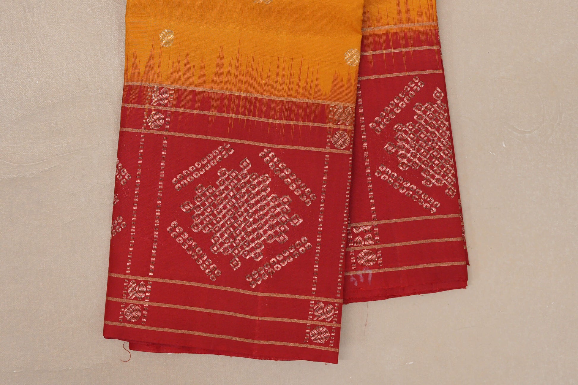 Mango Yellow Light Weight Kanjivaram Silk Saree borders