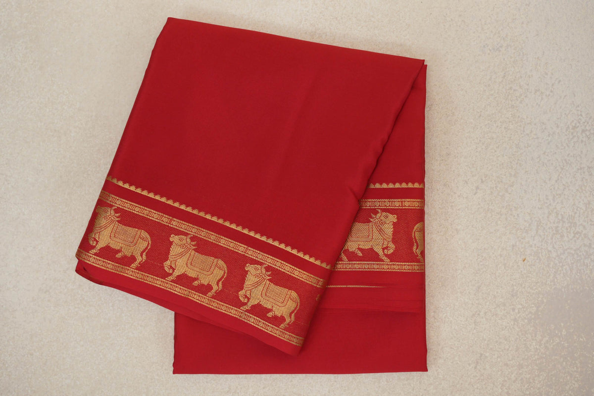 Bright Red Mysore Silk Saree