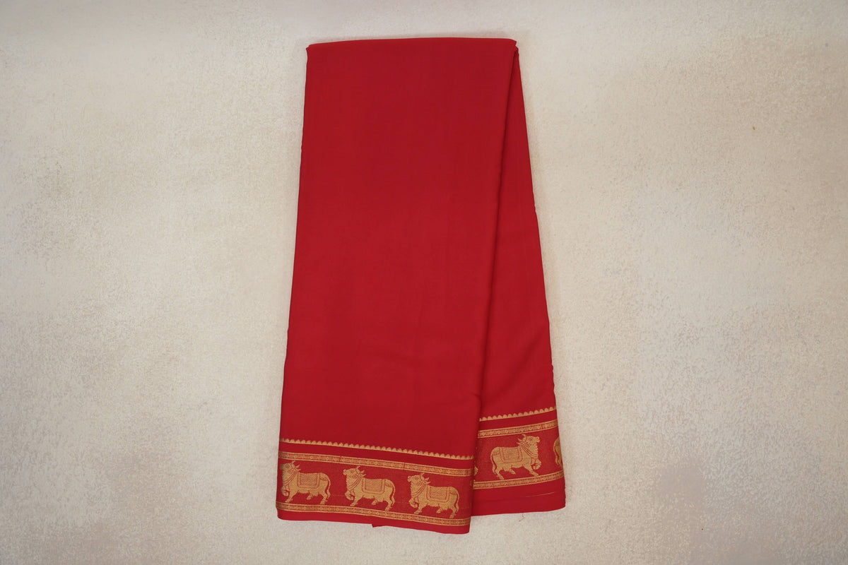 Online Bright Red Mysore Silk Saree