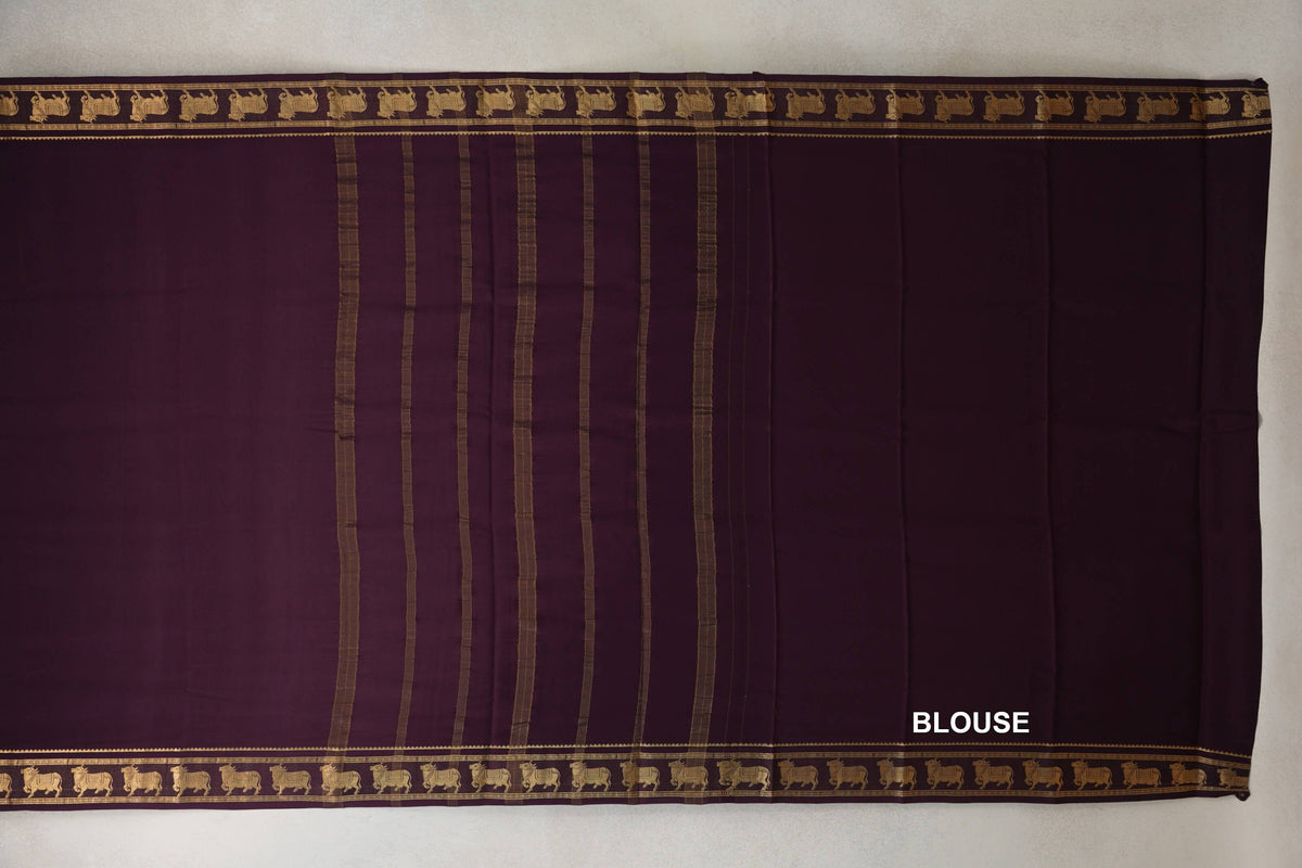 Plum Purple Mysore Silk Saree blouse