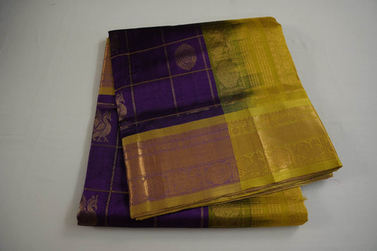 Purple silk cotton saree