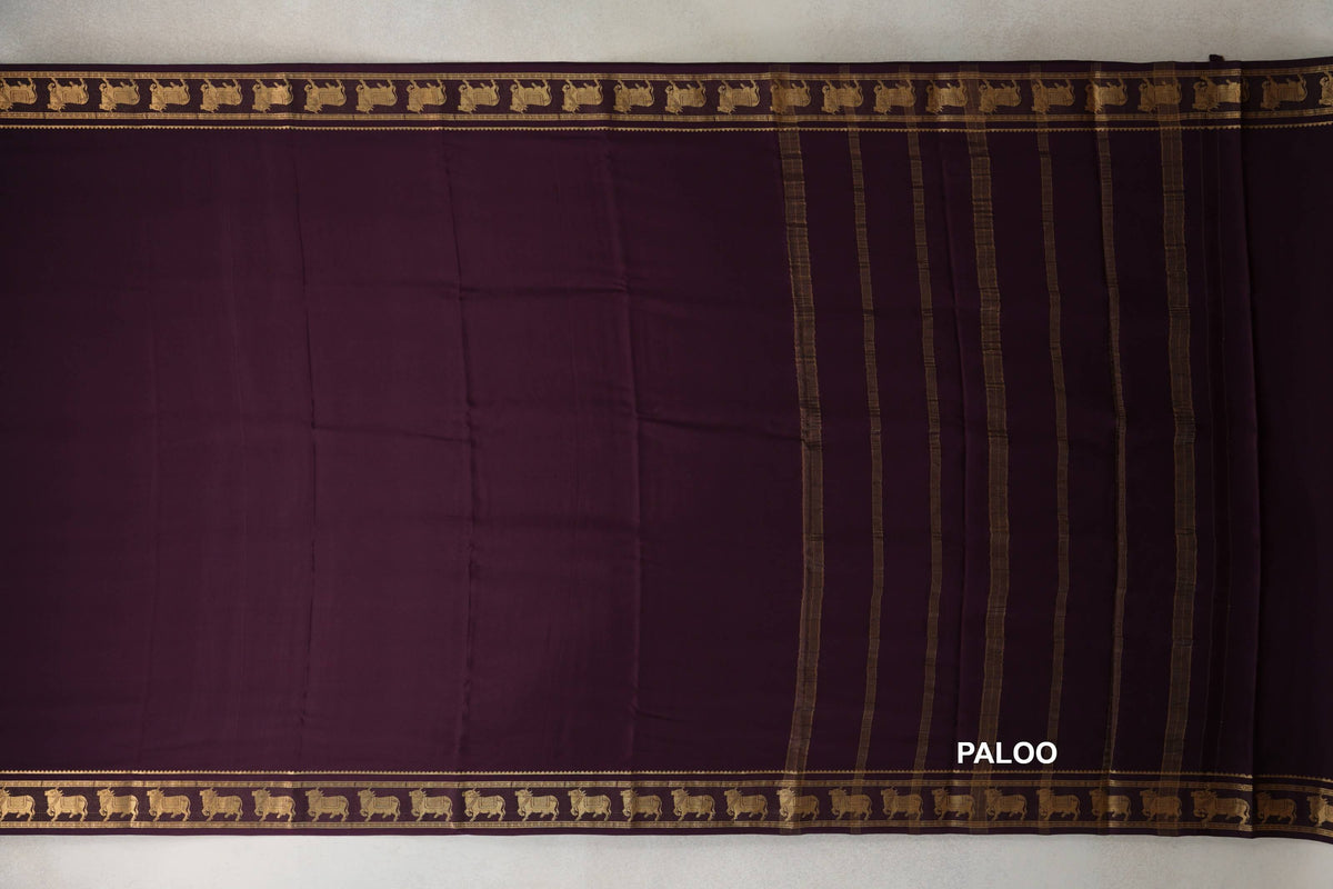 Plum Purple Mysore Silk Saree paloo