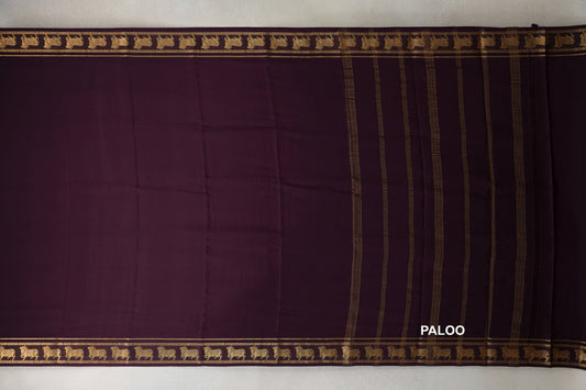 Plum Purple Mysore Silk Saree paloo