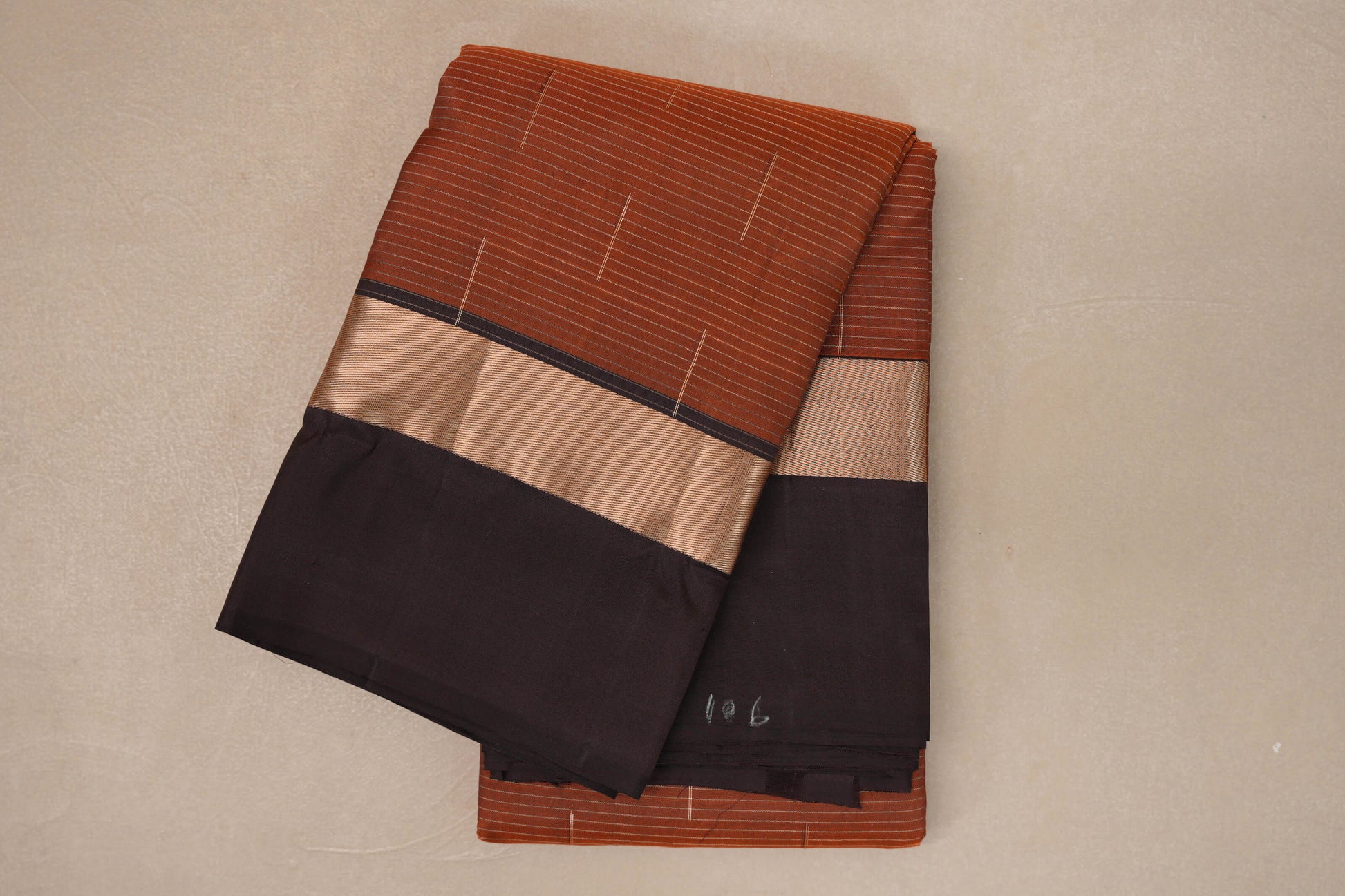 Light Brown with Dark Brown Borders Light Weight Kanjivaram Silk Saree