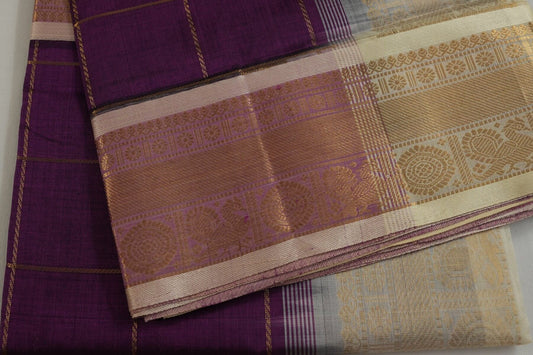 Checked silk cotton saree