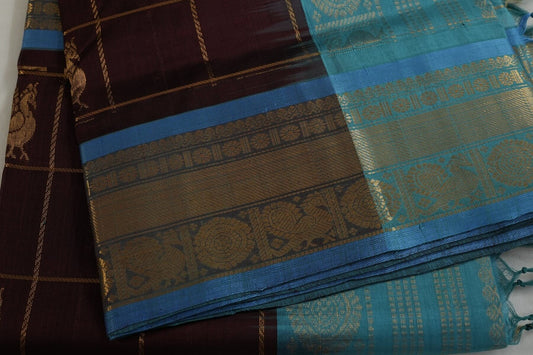 Checked silk cotton saree
