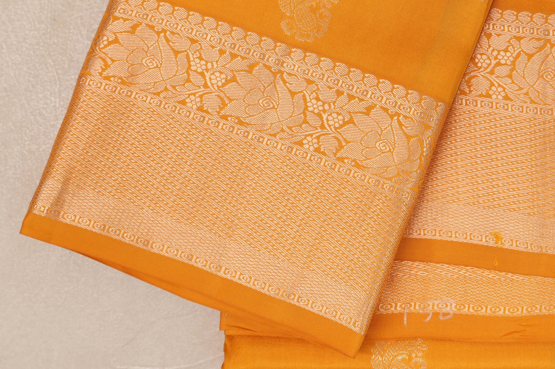 Mango Yellow Light Weight Kanjivaram Silk Saree borders