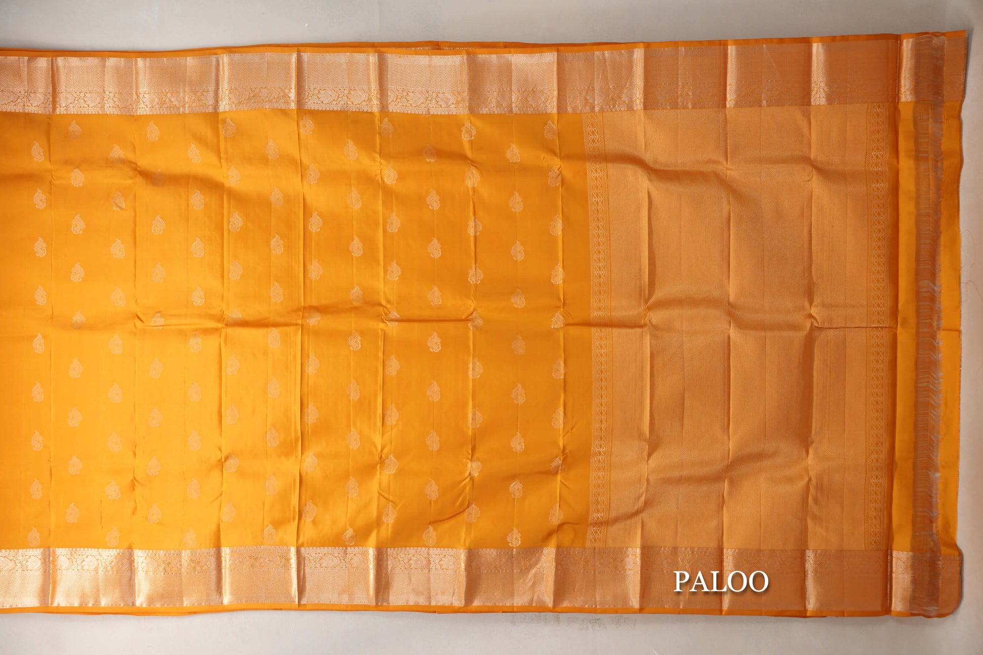 Mango Yellow Light Weight Kanjivaram Silk Saree paloo