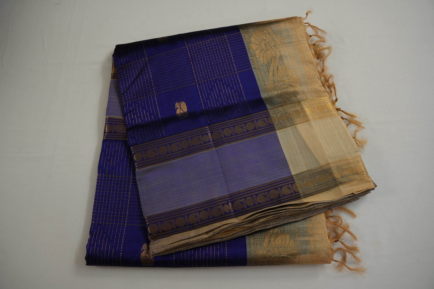 Ink blue silk cotton saree