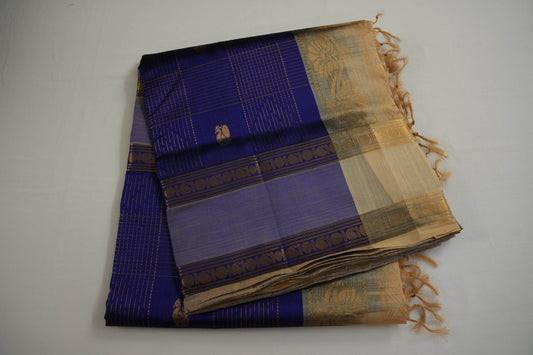 Ink blue silk cotton saree