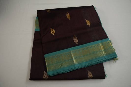 Coffee brown silk cotton saree