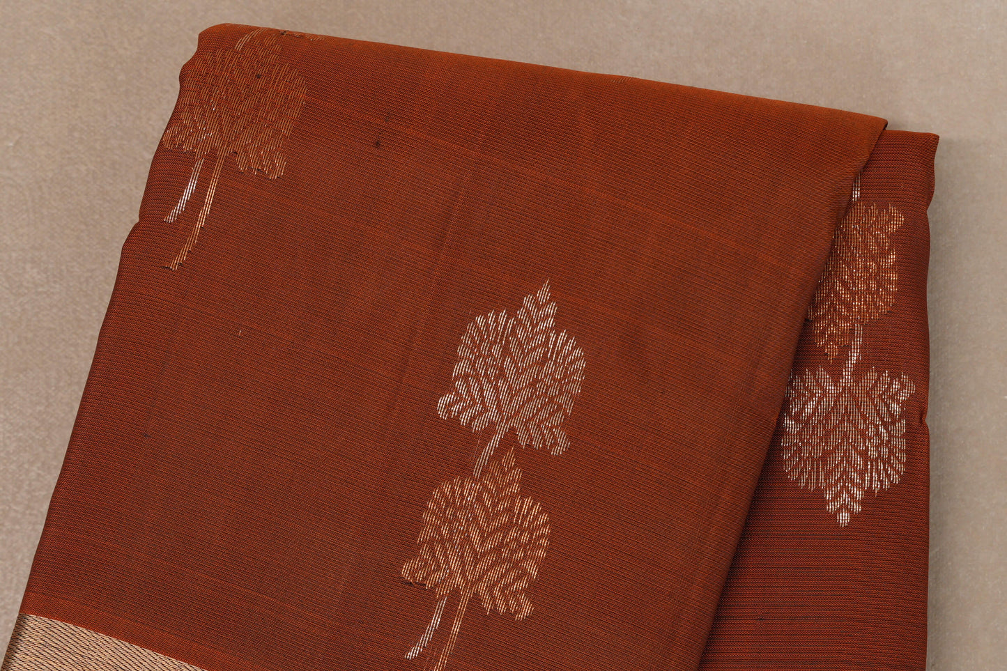 Brownish Orange with Dark Coffee Brown Light Weight Kanjivaram Silk Saree body