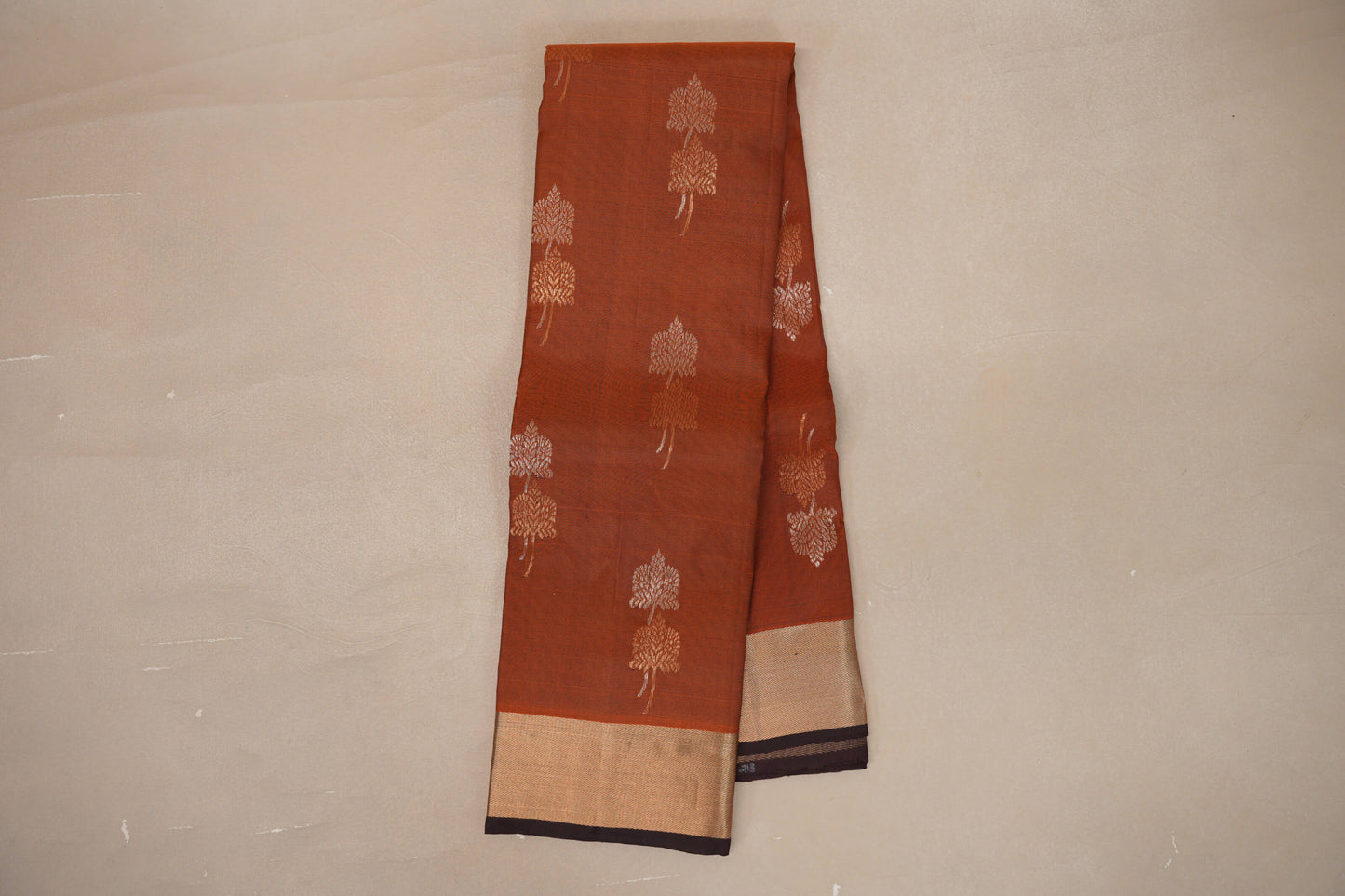 Online Brownish Orange with Dark Coffee Brown Light Weight Kanjivaram Silk Saree