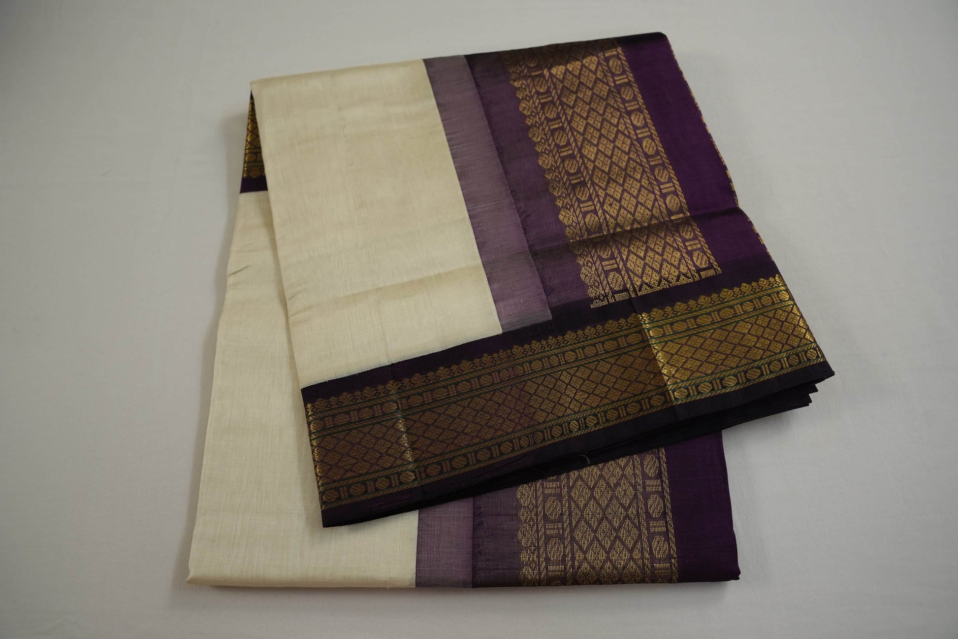 Off-white silk cotton saree