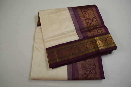 Off-white silk cotton saree