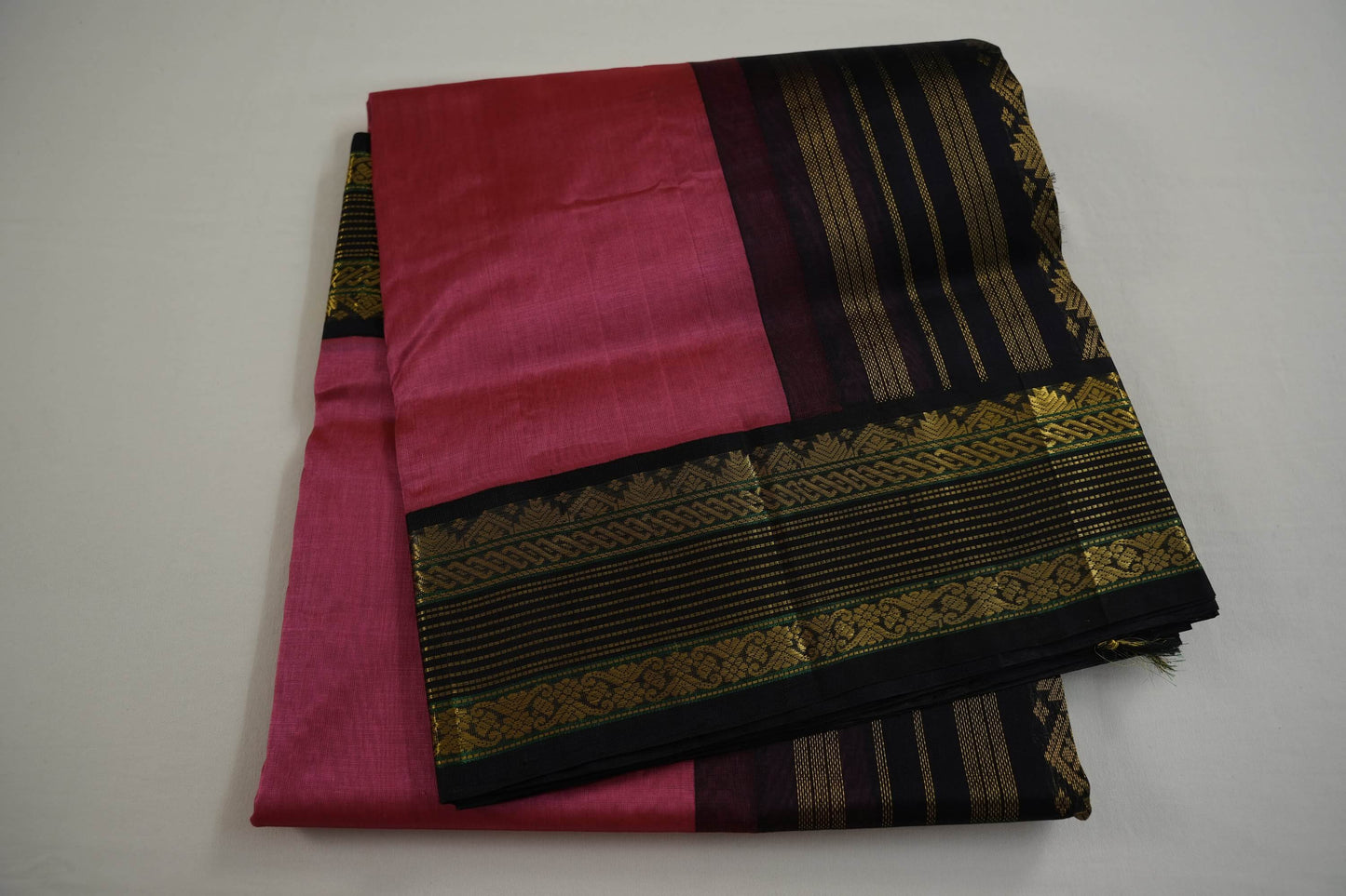 Pinkish orange silk cotton saree