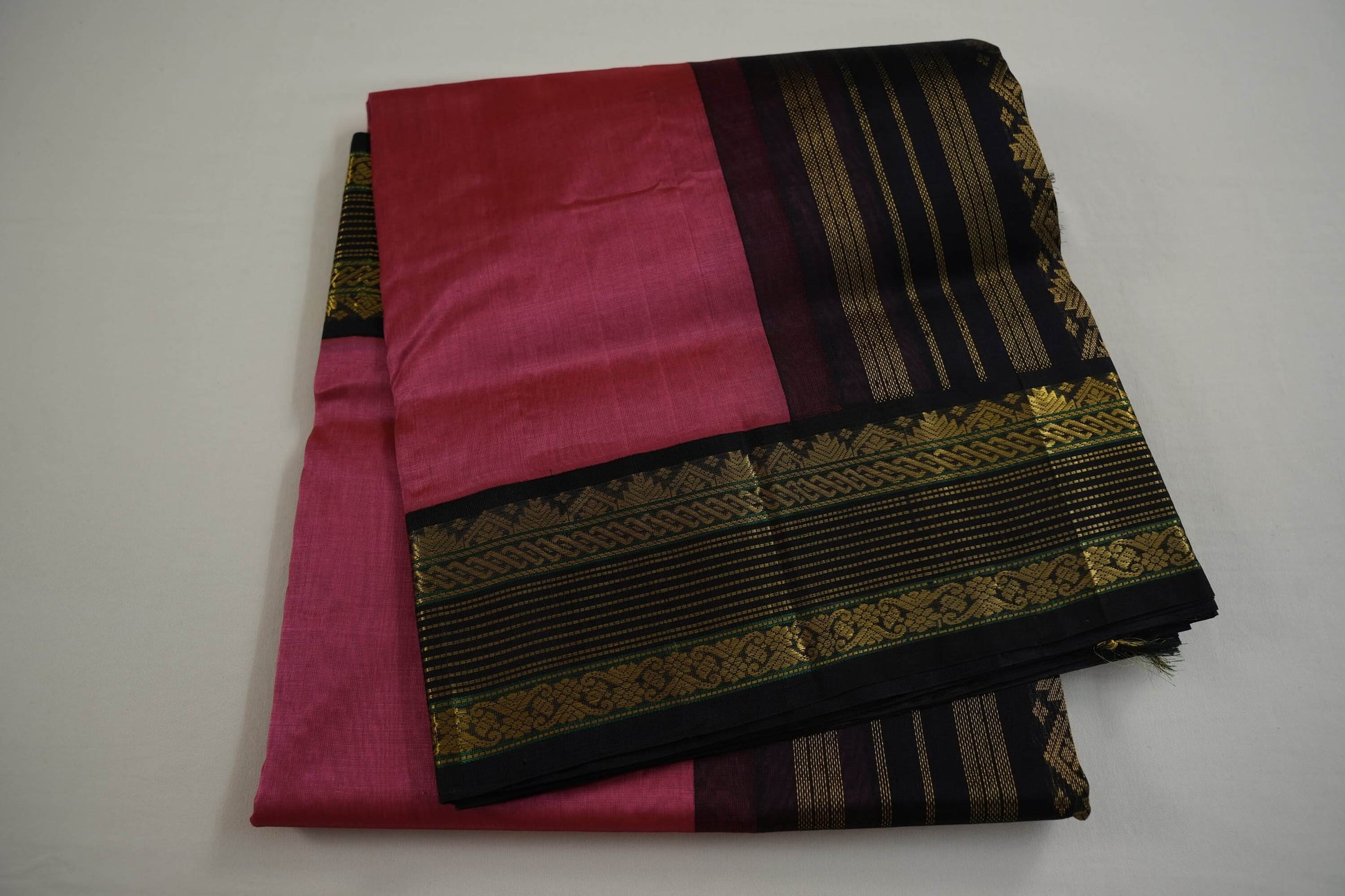 Pinkish orange silk cotton saree