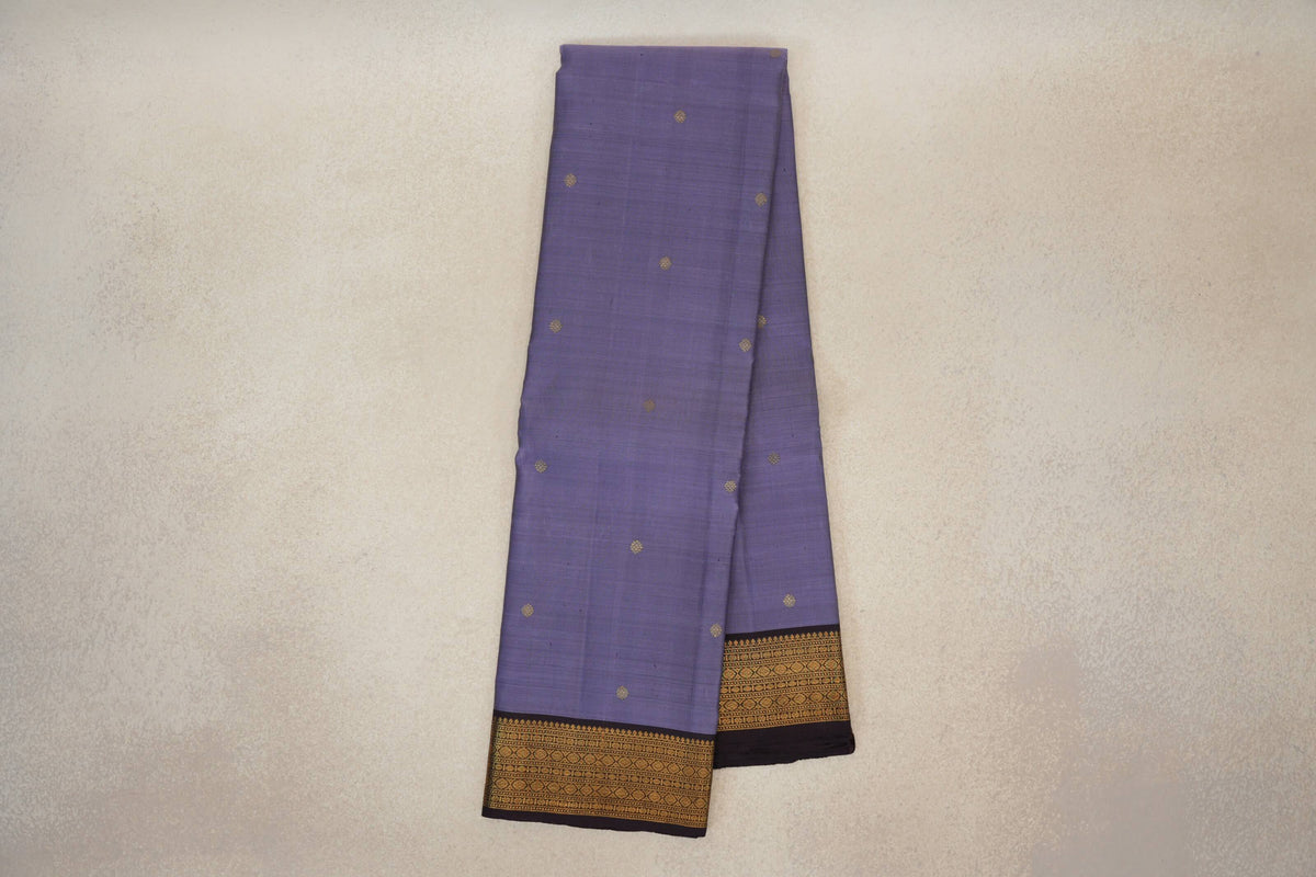 Online Lavender Purple with Dark Plum Borders Vintage Kanjivaram Silk Saree