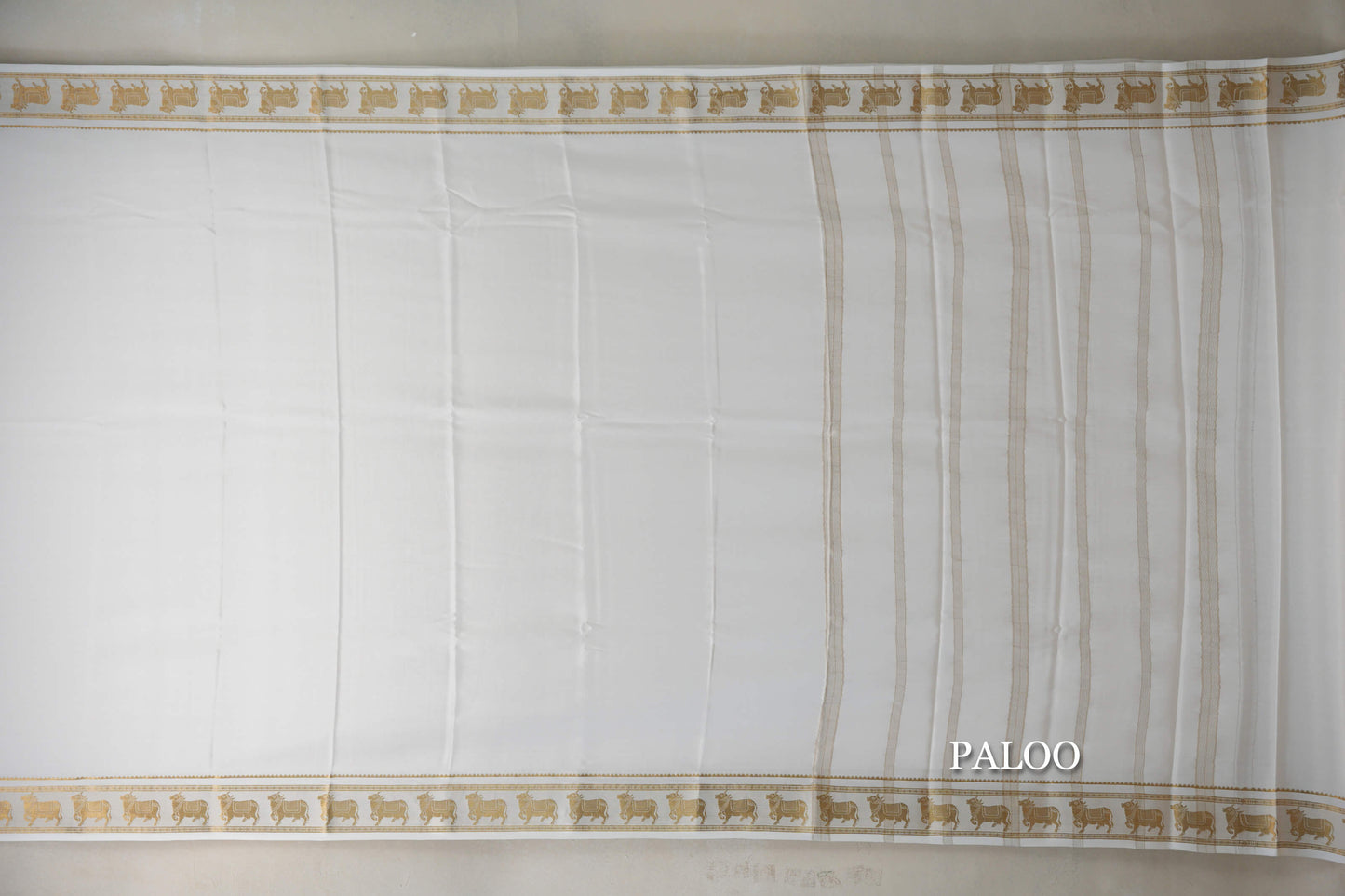 Off White Mysore Silk Saree paloo