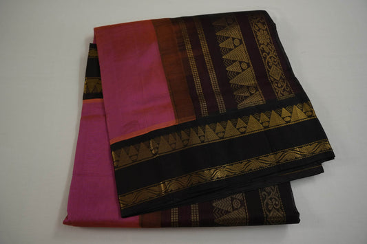 Pinkish orange silk cotton saree