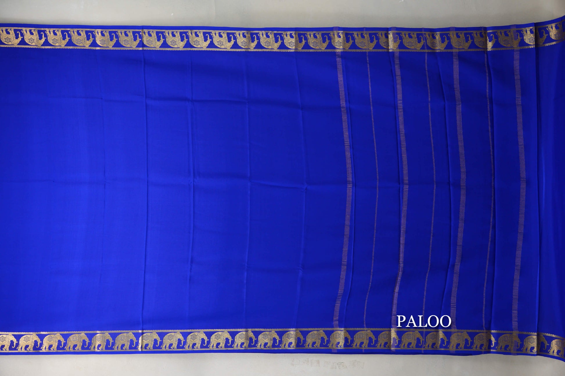 Royal Blue Mysore Silk Saree paloo