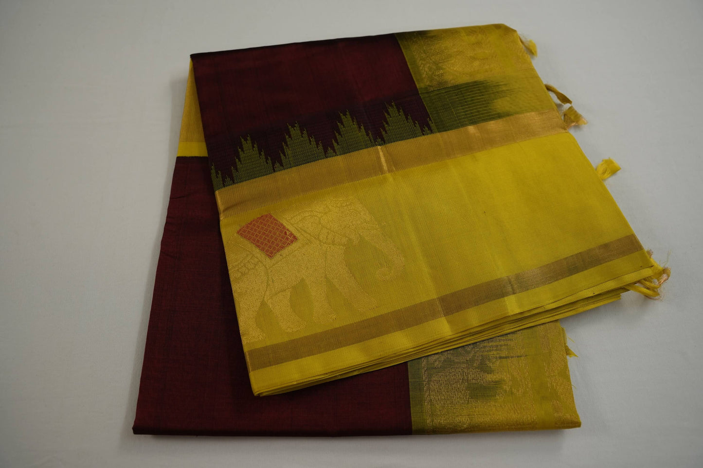 Maroon silk cotton saree