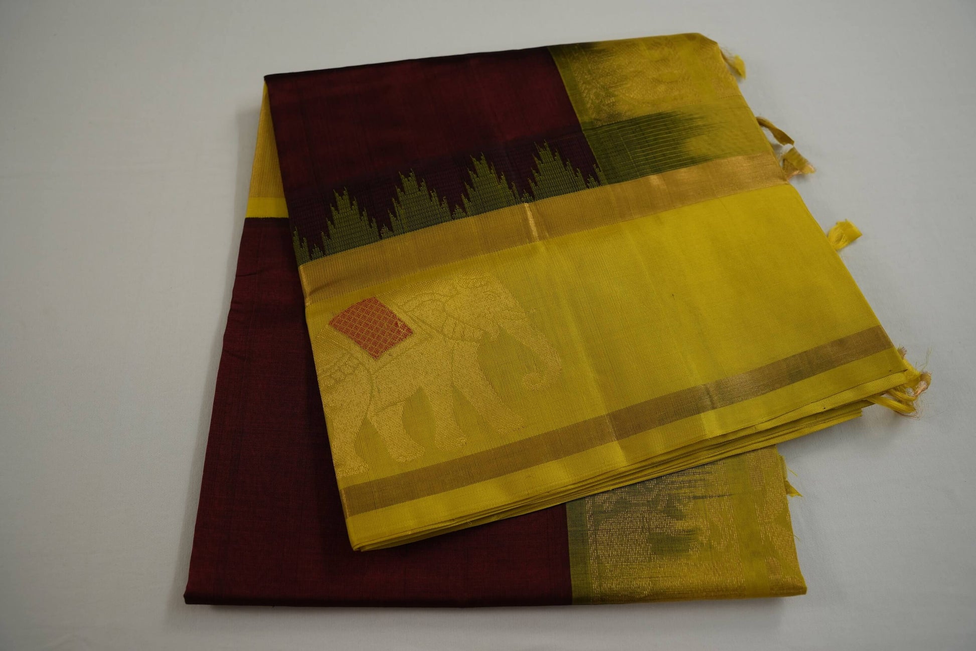 Maroon silk cotton saree