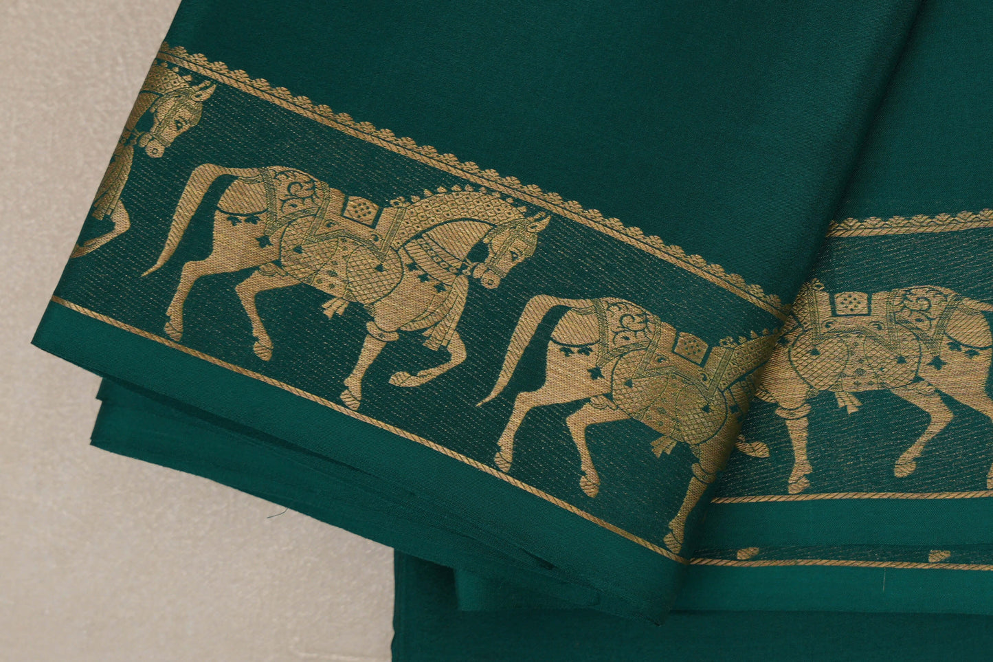 Deep Bottle Green Mysore Silk Saree border