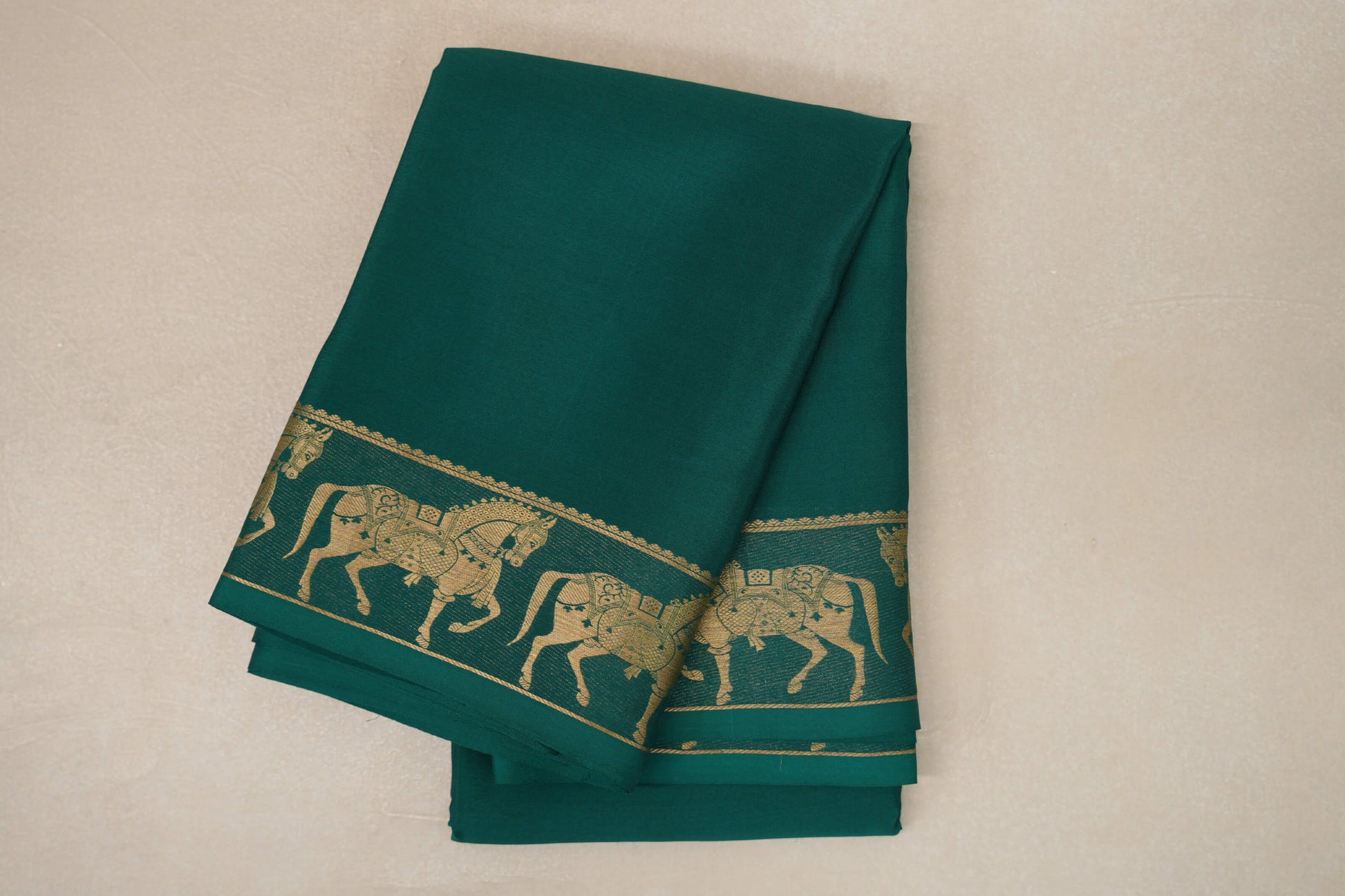 Deep Bottle Green Mysore Silk Saree