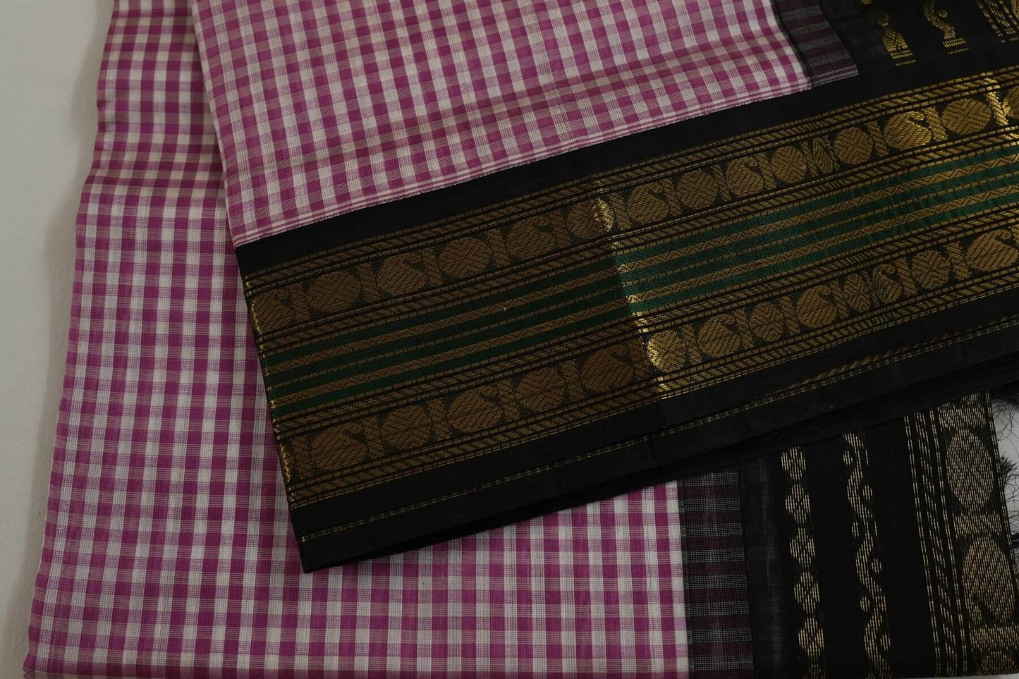 Checked silk cotton saree