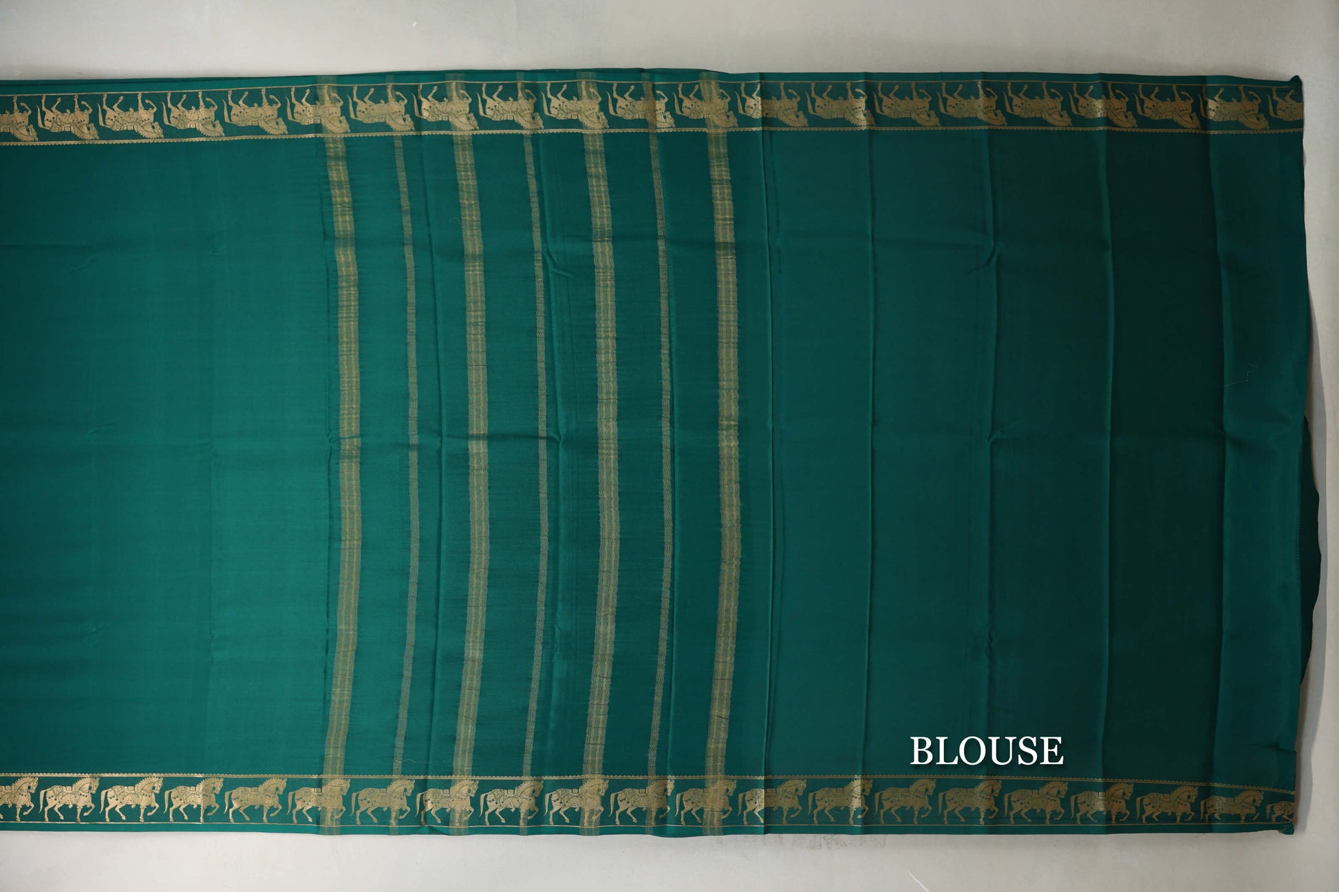 Deep Bottle Green Mysore Silk Saree blouse