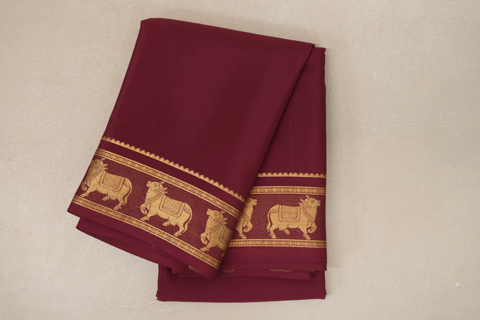Deep Maroon Mysore Silk Saree
