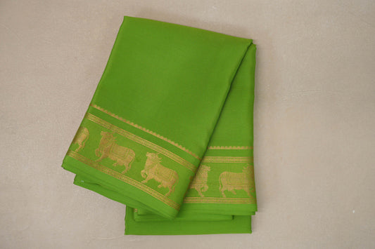 Bright Leaf Green Mysore Silk Saree