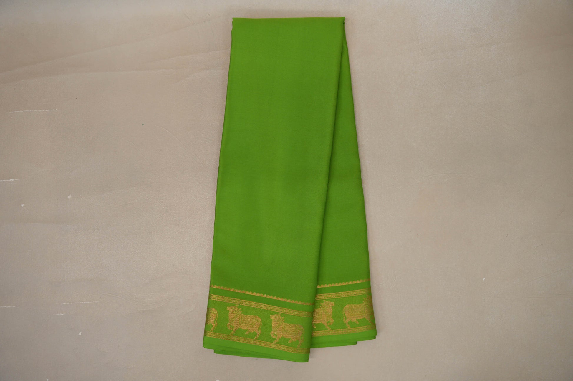 Online Bright Leaf Green Mysore Silk Saree