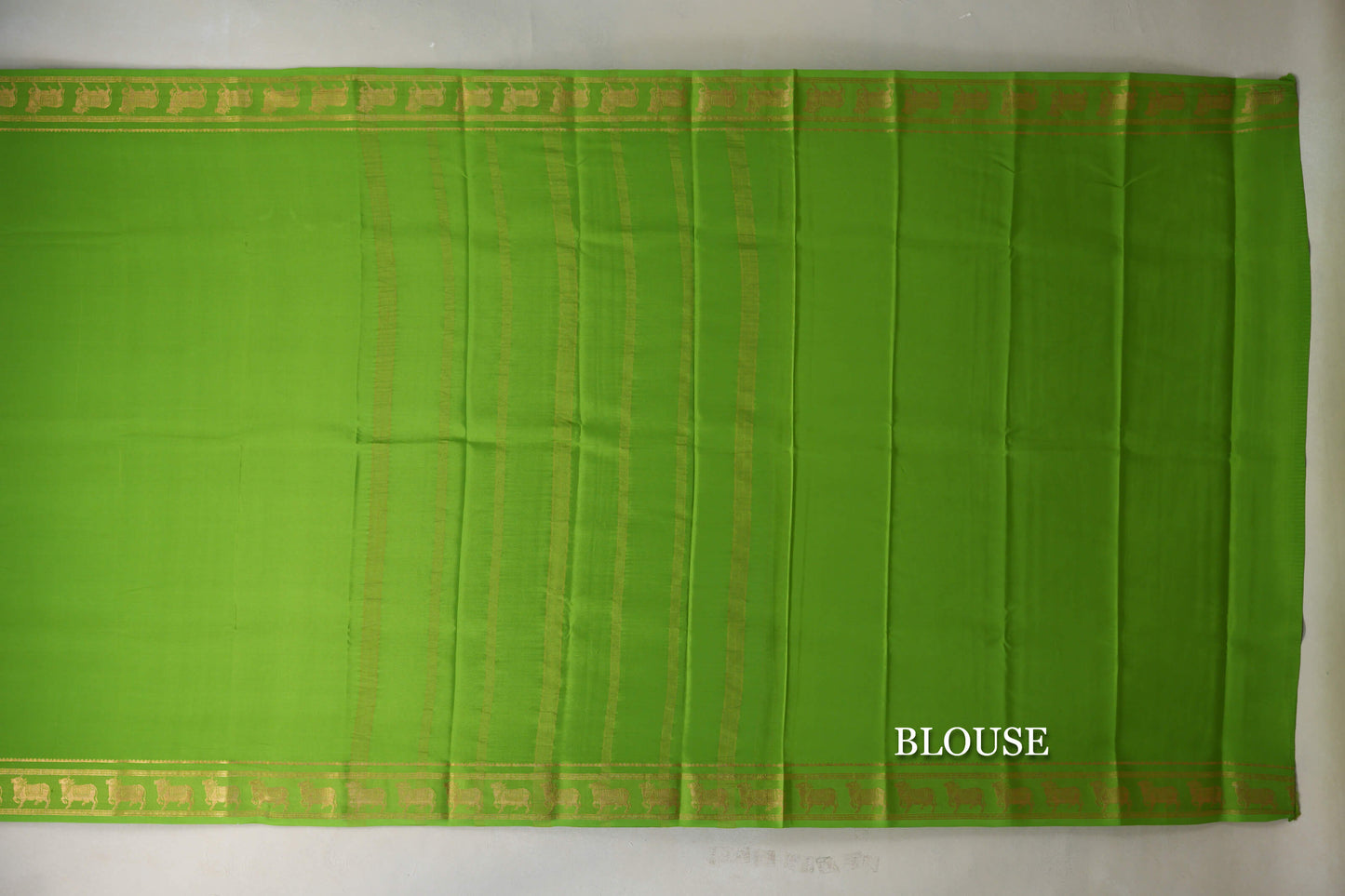 Bright Leaf Green Mysore Silk Saree blouse