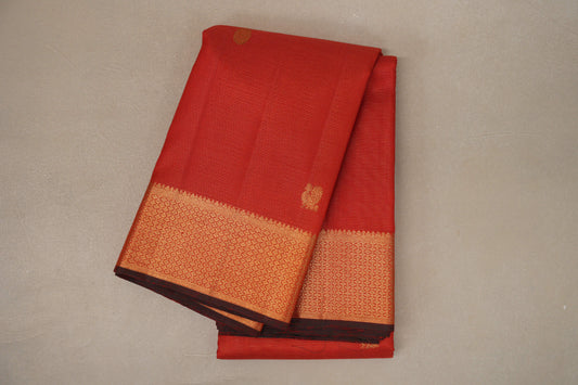 Reddish Orange Vintage Kanjivaram Silk Saree